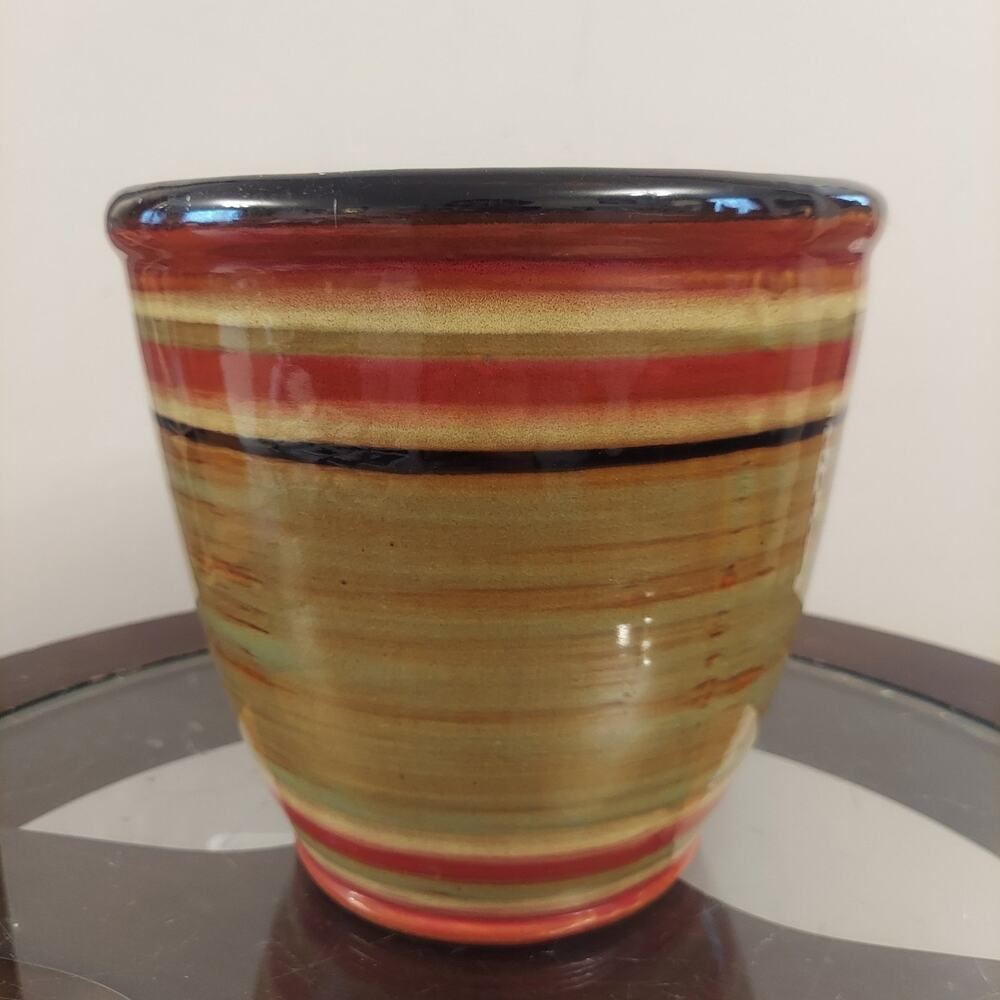 Earth Tones Studio Pottery Art Planter 8"H x 8"W